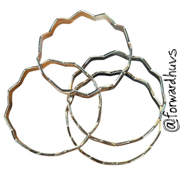 Set of 4 Smooth High-Shine Metal Bracelets - Classic Stackable Style - Picture 6 of 8